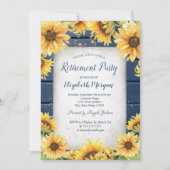 Zonnebloemen, String Lights Blue Wood Retirement Kaart (Voorkant)