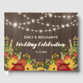 Zonnebloemen & String Lights Rustieke bruiloft Gastenboek (Voorkant)
