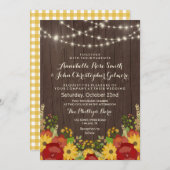 Zonnebloemen & String Lights Rustieke bruiloft Kaart (Voorkant / Achterkant)