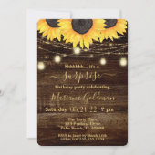 Zonnebloemen String Lights Surprise Birthday Party Kaart (Voorkant)