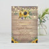 Zonnebloemen, String Lights, Wood Quinceañera Kaart (Staand voorkant)