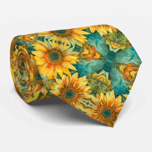 Zonnebloemen Stropdas (Opgerold)