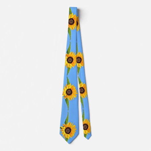 Zonnebloemen Stropdas Blue Sky (Voorkant)