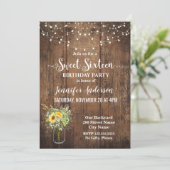 Zonnebloemen Sweet 16-jarige uitnodiging (Staand voorkant)