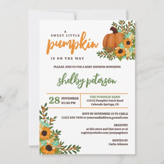 Zonnebloemen Sweet Little Pumpkin Geslachtsneutraa Kaart (Voorkant)