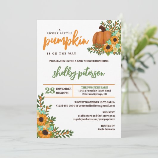 Zonnebloemen Sweet Little Pumpkin Geslachtsneutraa Kaart (Staand voorkant)