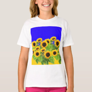 Zonnebloemen T-shirt Oekraïense vlag kleuren - Ond