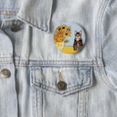 Zonnebloemen - Tabby Tiger cat 30 Ronde Button 5,7 Cm (In situ)
