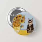 Zonnebloemen - Tabby Tiger kat 30 Ronde Button 5,7 Cm (Voorkant /achterkant)