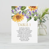 Zonnebloemen Tabel nummer 1 Zitkaart Kaart (Staand voorkant)