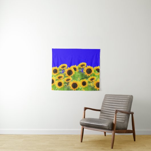 Zonnebloemen Tapestry - Oekraïne vlag kleuren Wandkleed (In Situ (horizontaal))