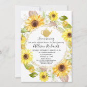 Zonnebloemen Tea party bridal douche-uitnodiging Kaart (Voorkant)