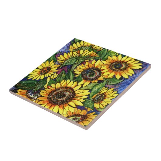 Zonnebloemen Tegeltje (Zijkant)