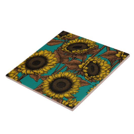 Zonnebloemen Tegeltje (Zijkant)