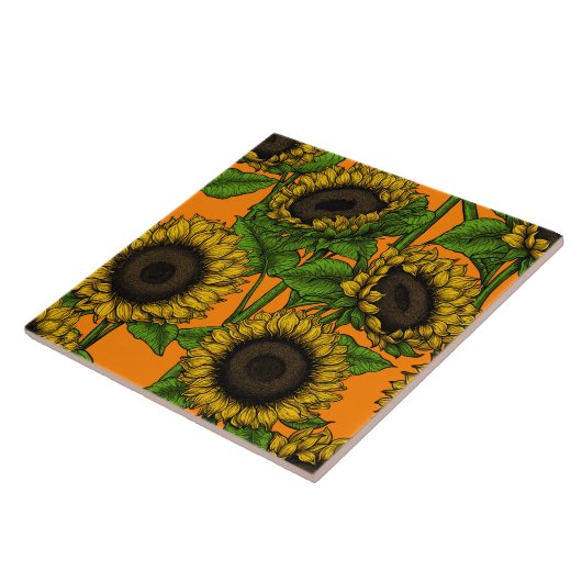 Zonnebloemen Tegeltje (Zijkant)