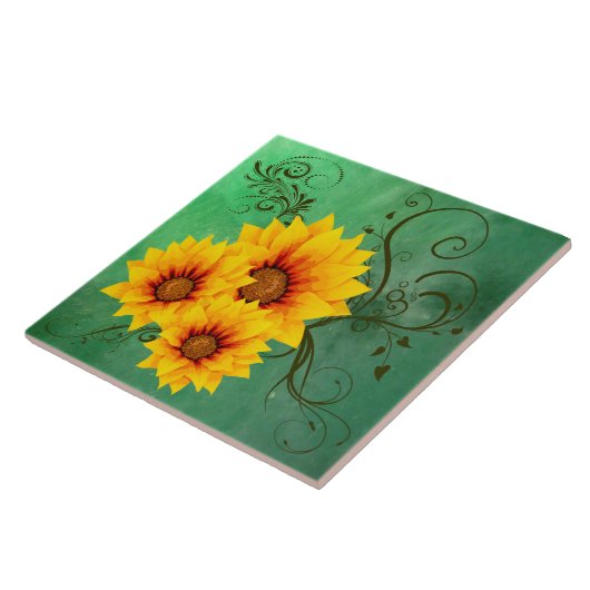 Zonnebloemen Tegeltje (Zijkant)