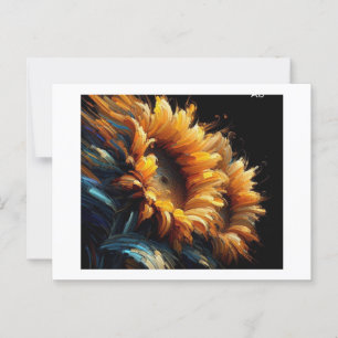 Zonnebloemen tegen zwart, briefkaart