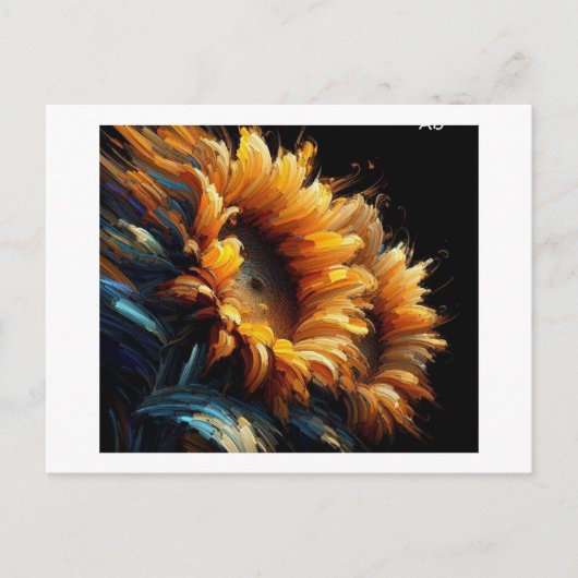 Zonnebloemen tegen zwart, briefkaart (Voorkant)