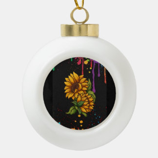 Zonnebloemen tekenen kunst, zonnebloemen liefde keramische bal ornament