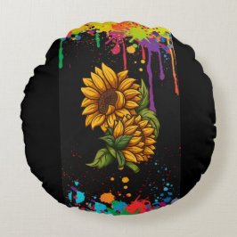 Zonnebloemen tekenen kunst, zonnebloemen liefde rond kussen