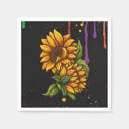 Zonnebloemen tekenen kunst, zonnebloemen liefde servet