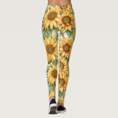 Zonnebloemen tekening leggings (Achterkant)