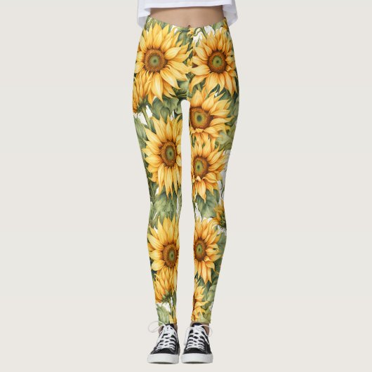 Zonnebloemen tekening leggings (Voorkant)