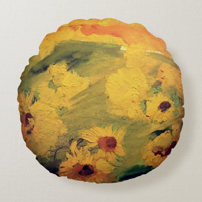 Zonnebloemen tekening, veldkussen rond kussen (Voorkant)