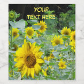 Zonnebloemen. Tekst Etiket Voedsel en Drank Set (Enkel label)