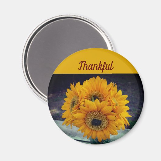 Zonnebloemen Thankful Farmhouse Sunflower Magnet (Voorkant / Achterkant)