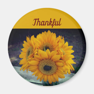 Zonnebloemen Thankful Farmhouse Sunflower Magnet