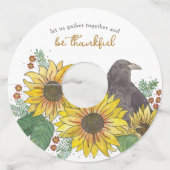 Zonnebloemen Thanksgiving Wijnglaslabel (Voorkant)