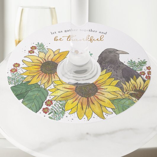 Zonnebloemen Thanksgiving Wijnglaslabel