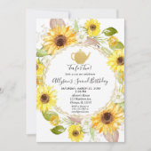 Zonnebloemen thee party thee voor twee verjaardage kaart (Voorkant)