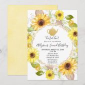 Zonnebloemen thee party thee voor twee verjaardage kaart (Voorkant / Achterkant)