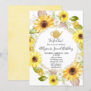 Zonnebloemen thee party thee voor twee verjaardage kaart