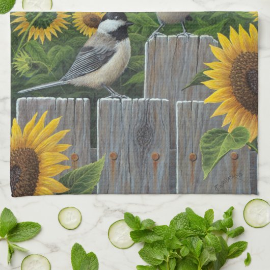 Zonnebloemen Theedoek (Gevouwen)