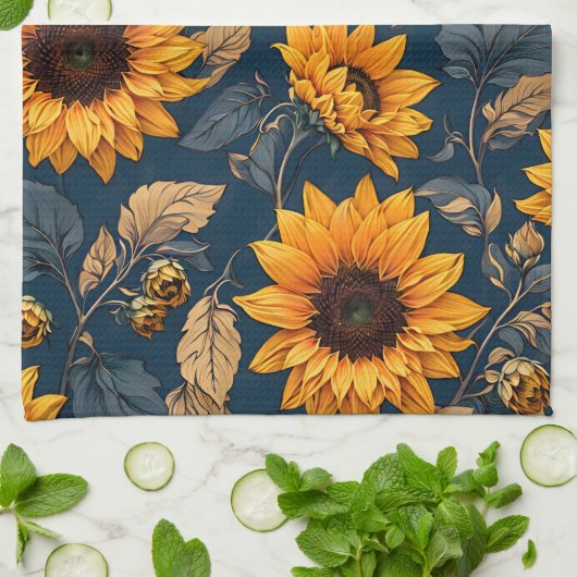 Zonnebloemen Theedoek (Gevouwen)