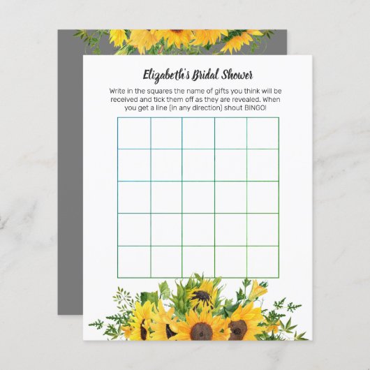 Zonnebloemen Theme Weddenschap Vrijgezellenfeest G (Voorkant / Achterkant)