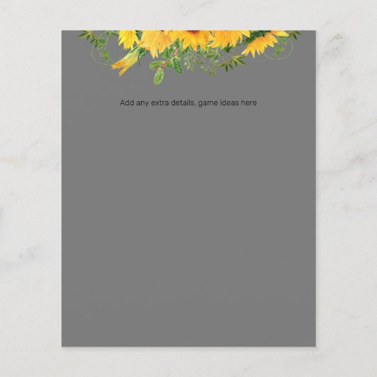 Zonnebloemen Theme Weddenschap Vrijgezellenfeest G (Achterkant)