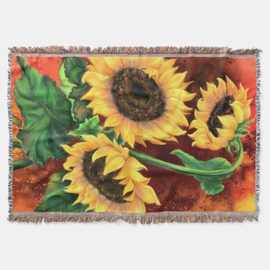 Zonnebloemen Throw Blanket Deken (Voorkant)