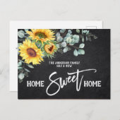 Zonnebloemen Thuis Verplaatsingsaankondiging Briefkaart (Voorkant / Achterkant)