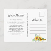 Zonnebloemen Thuis Verplaatsingsaankondiging Briefkaart (Achterkant)