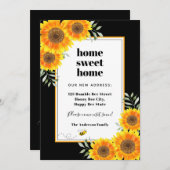 Zonnebloemen thuis zoete zwarte moderne omgeving aankondiging (Voorkant / Achterkant)