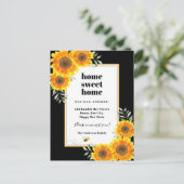 Zonnebloemen thuis zoete zwarte moderne omgeving aankondigingskaart (Staand voorkant)