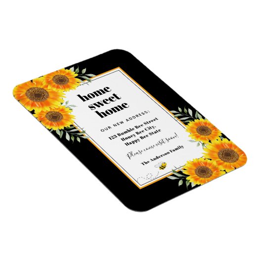 Zonnebloemen thuis zoete zwarte moderne omgeving magneet (Rechterzijde)