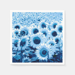 Zonnebloemen - tinten blauw servetten