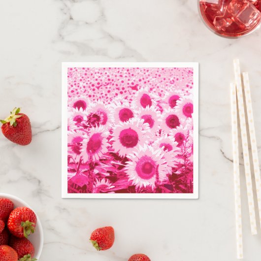 Zonnebloemen - tinten van de fuchsieroze servet (Insitu)