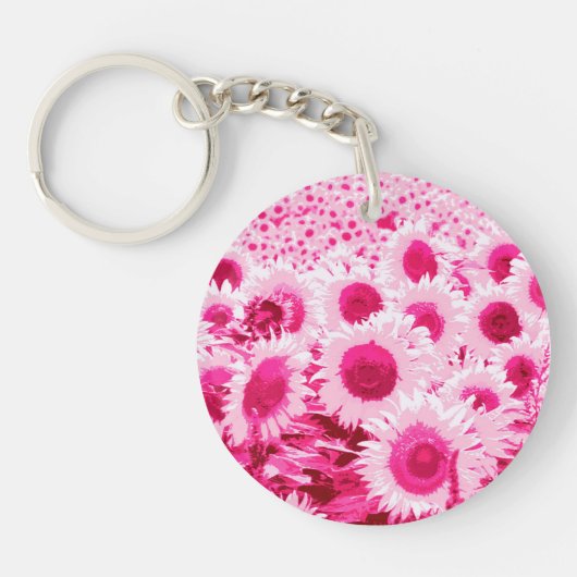 Zonnebloemen - tinten van de fuchsieroze sleutelhanger (Voorkant)