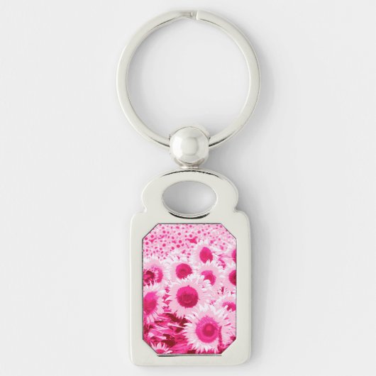 Zonnebloemen - tinten van de fuchsieroze sleutelhanger (Voorkant)
